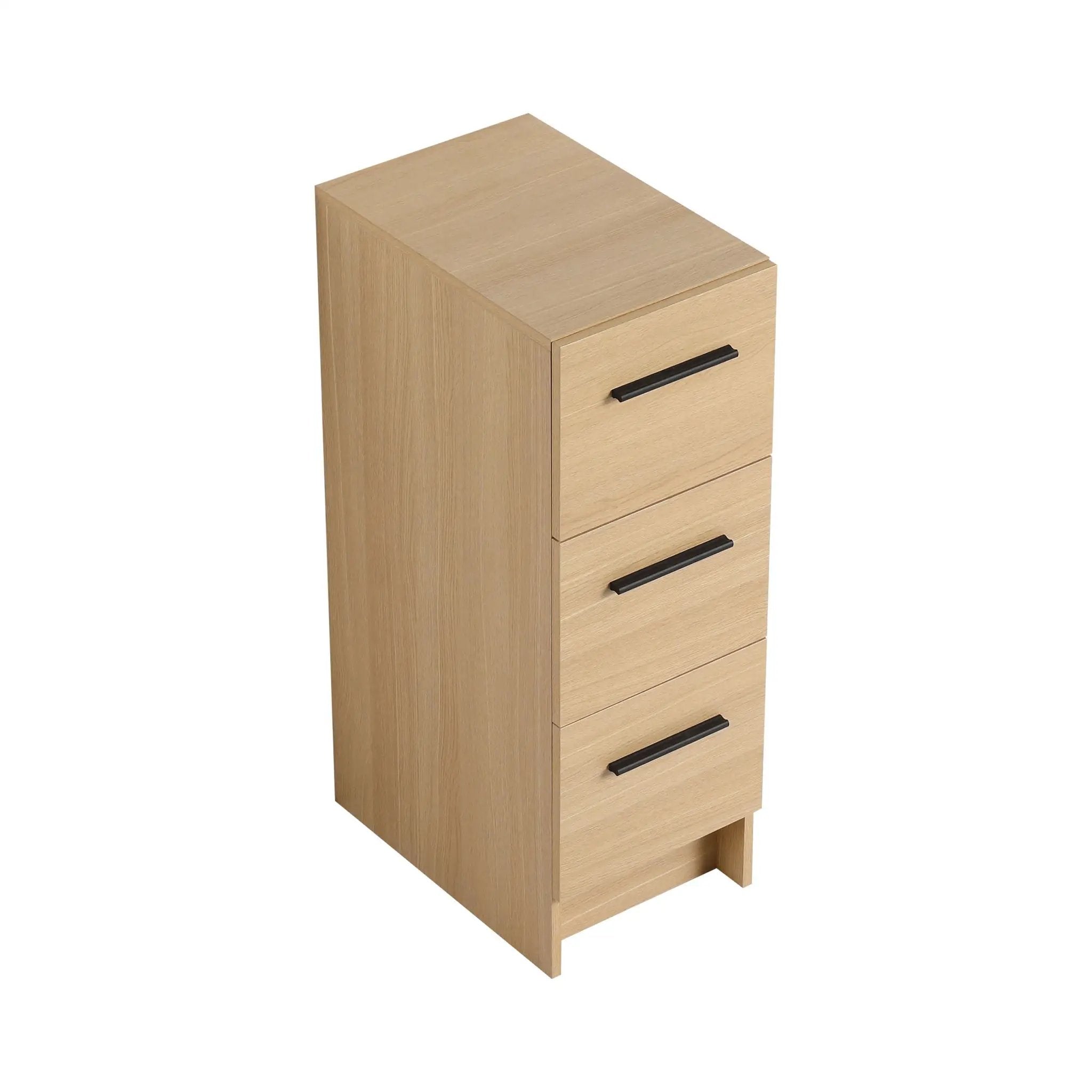 Slim Freestanding Bathroom Storage Cabinet, 3 Drawers - Light Oak by Unique Piece Furniture