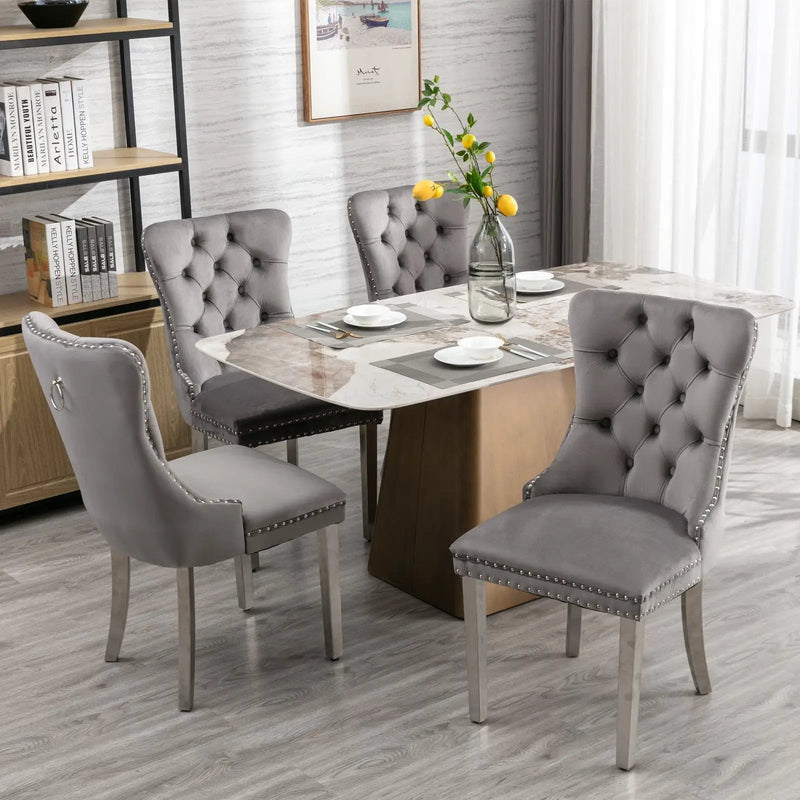 A&A Furniture Nikki Collection Modern Velvet Upholstered Dining Chairs - Set of 2 by HouseOfZazla