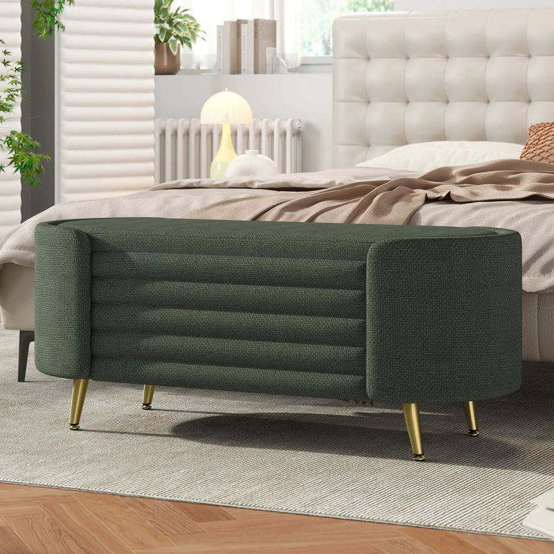 Modern Oval Storage Ottoman With Upholstery by HouseOfZazla