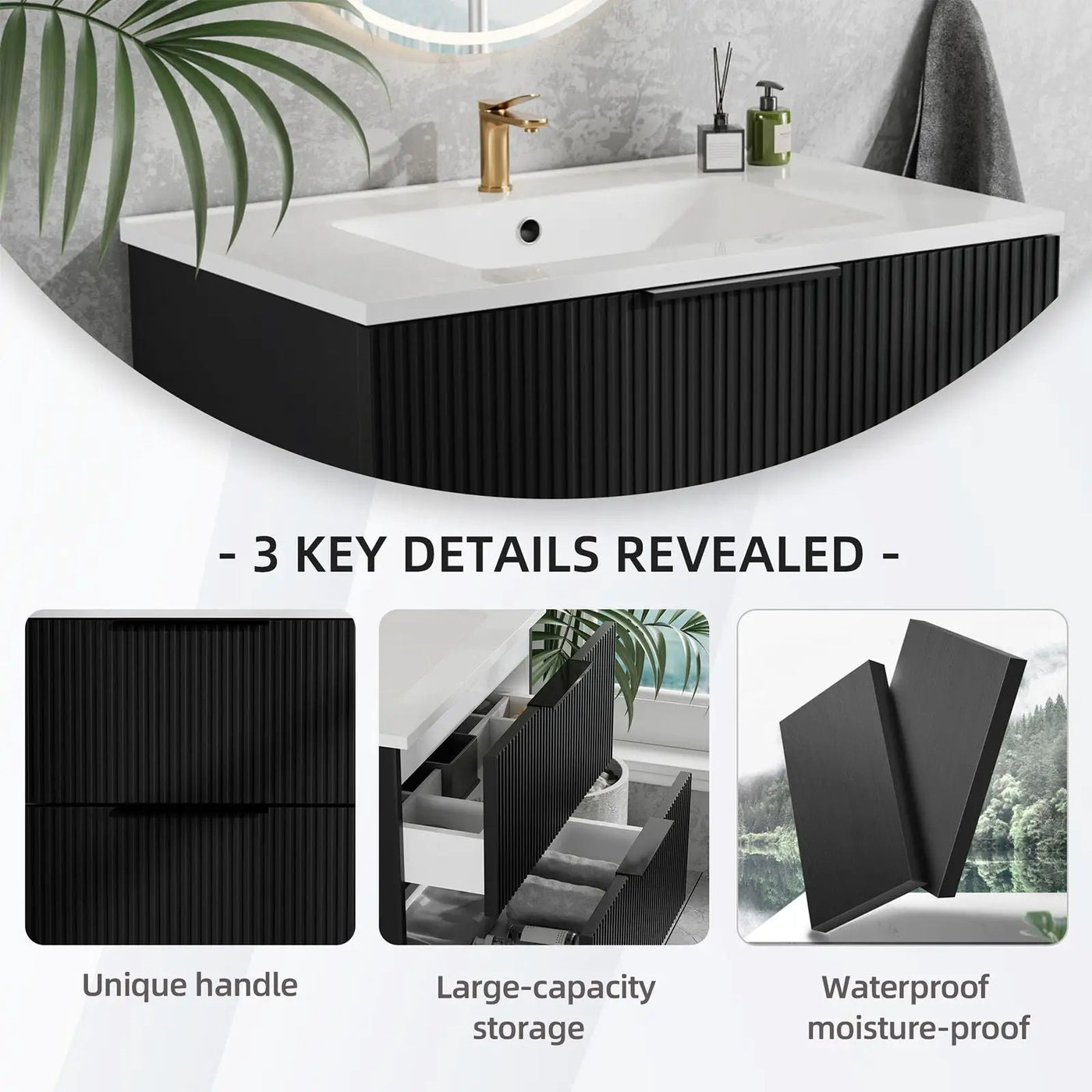 Modern Wall Mounted Floating Bathroom Vanity With Sink And Drawers by HouseOfZazla
