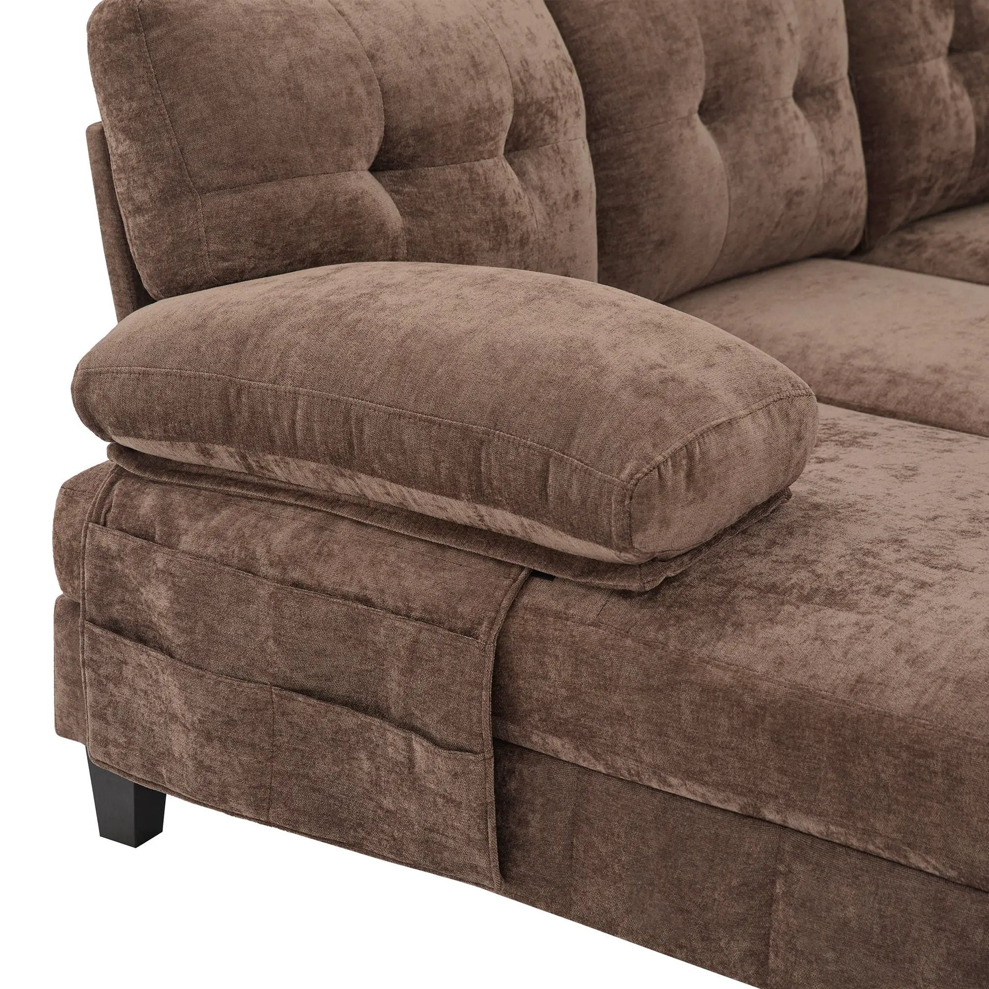 U-Shaped Sectional Sofa 103.5" Fabric Couch With Dual Chaise Lounges, Storage Pockets, Armrest Pillows by HouseOfZazla