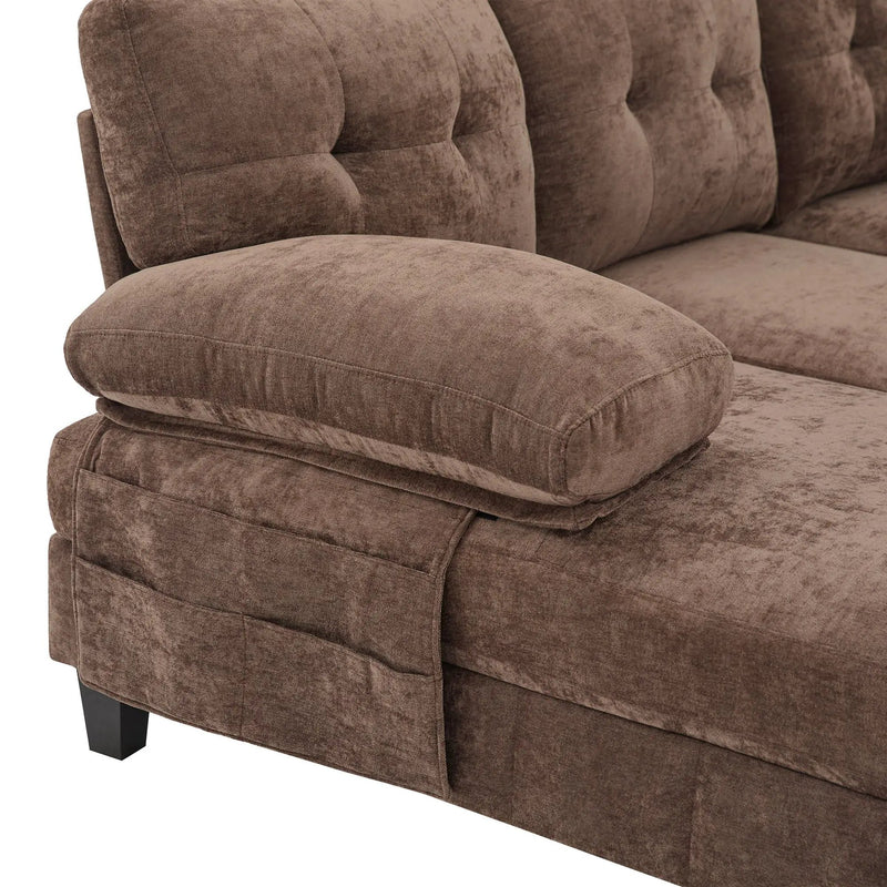 U-Shaped Sectional Sofa 103.5" Fabric Couch With Dual Chaise Lounges, Storage Pockets, Armrest Pillows by HouseOfZazla