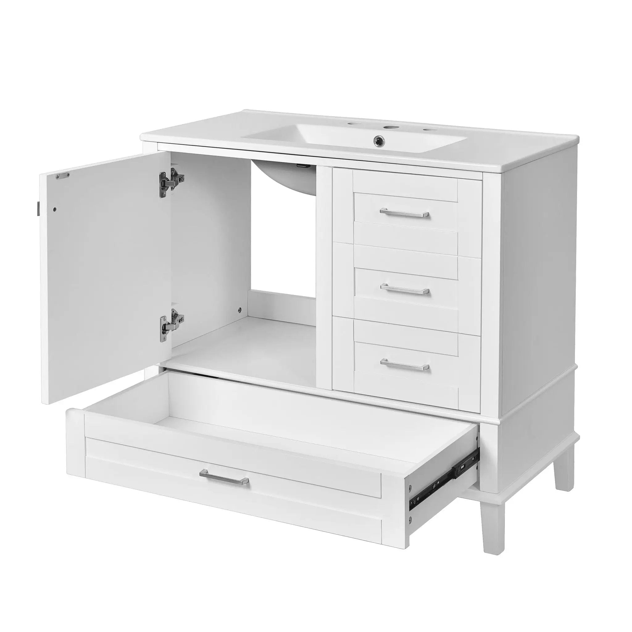 Bathroom Vanity, Modern Bathroom Cabinet With Sink Combo Set, Bathroom Storage Cabinet With A Soft Closing Door And 3 Drawers, Solid Wood Frame by HouseOfZazla