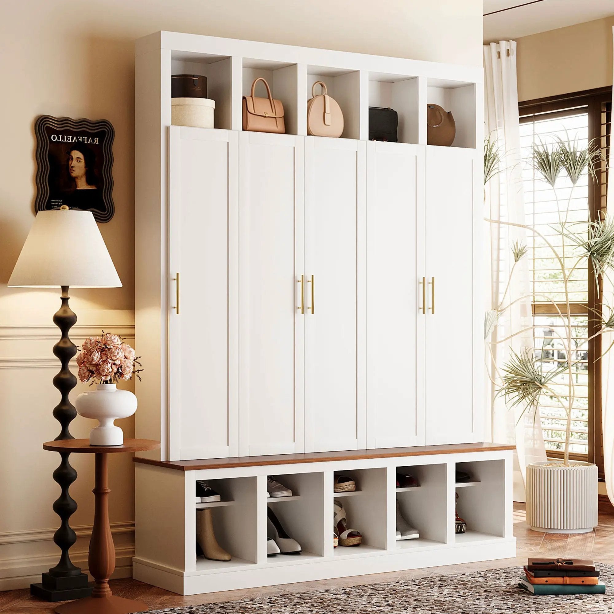 U-Can Farmhouse Entryway Storage Cabinet with Shoe Rack & Display Cubbies by HouseOfZazla