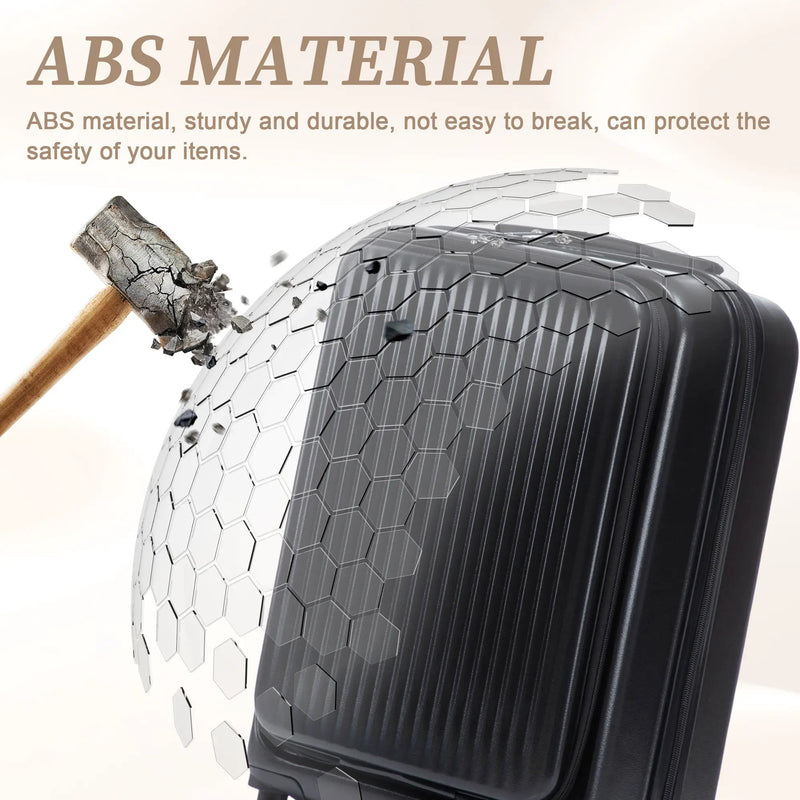 14' & 20' ABS Spinner Wheel Luggage Set with Cosmetic Case by HouseOfZazla