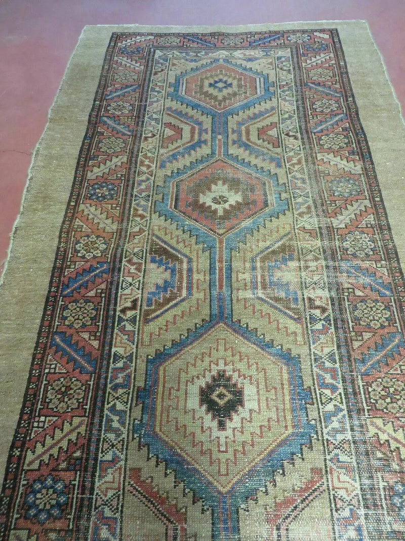 3'4" X 12' Antique Hand Made Turkish Wool Rug Runner Carpet Camel Hair Nice by Jewel Rugs