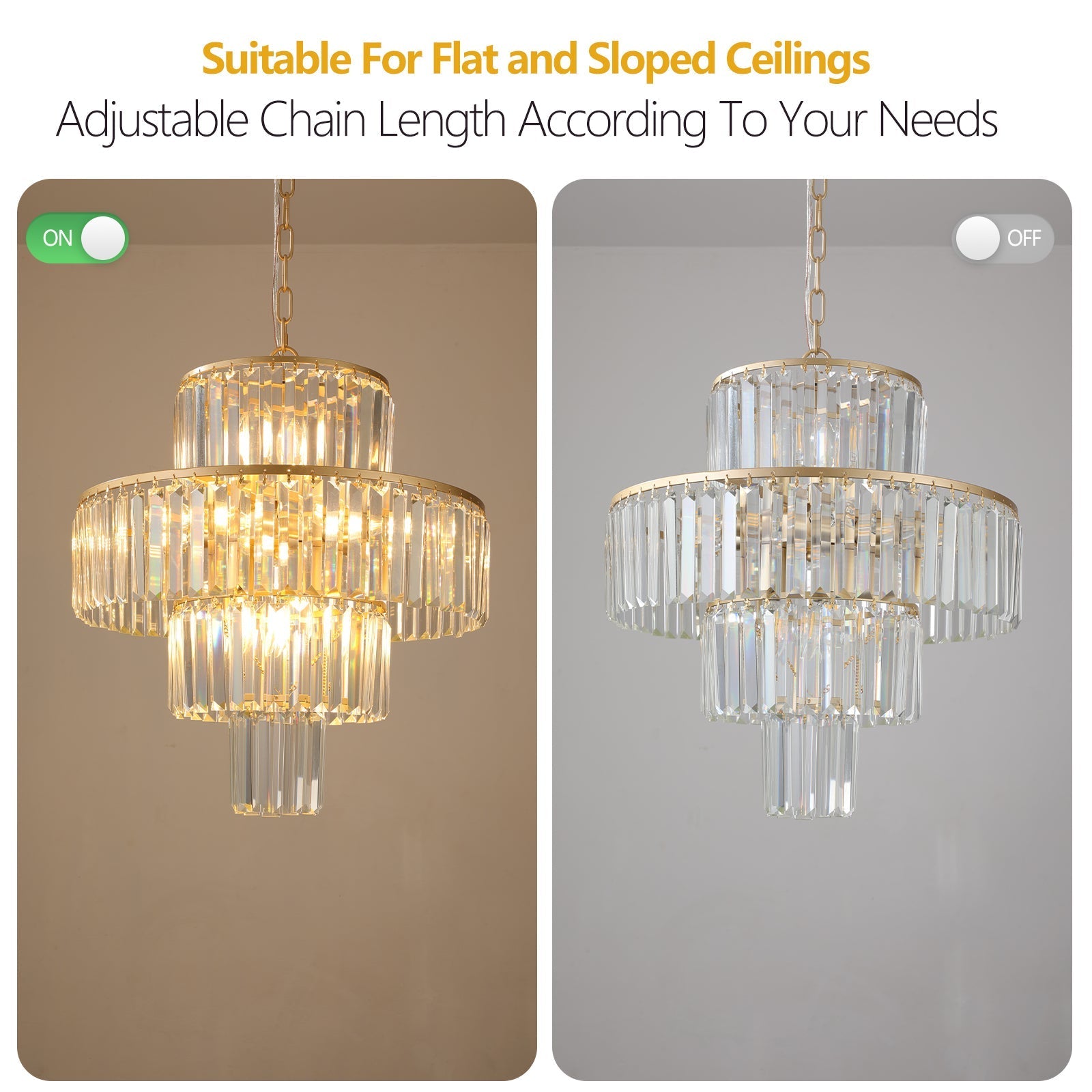 20' Modern Crystal Chandelier with Gold Finish by HouseOfZazla