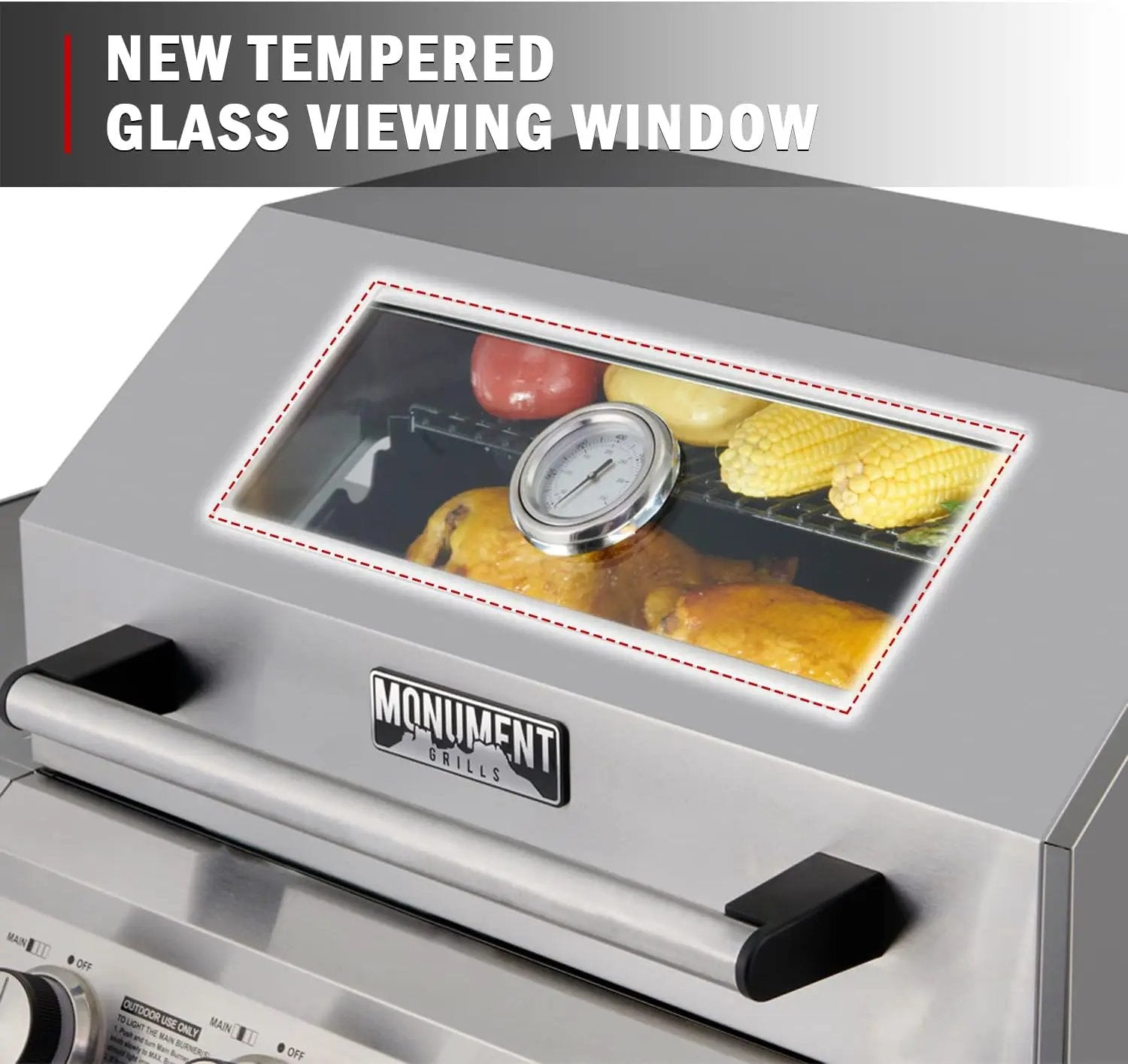 Monument Grills Larger 3-Burner Propane Gas Grills barbeque Stainless Steel Heavy-Duty Cabinet Style with Knob Controls, Outdoor Use, Mesa 300 by GreenHaven Gardens