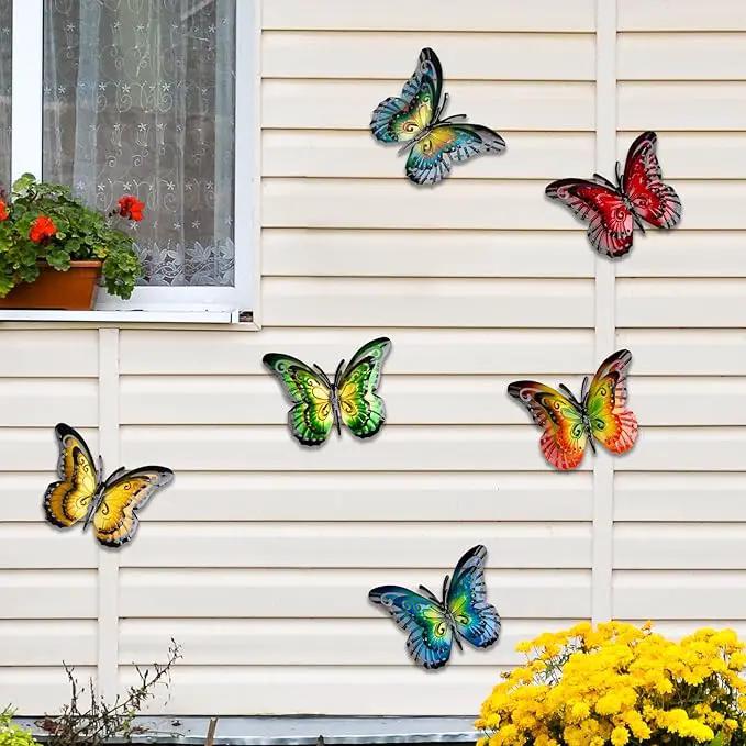 Metal Butterfly Wall Decor-6.5" Outdoor Fence Wall Art Decor Suitable for Garden Patio Balcony by GreenHaven Gardens