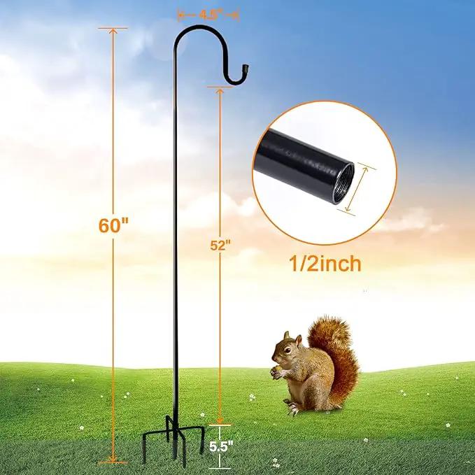 Ottsuls Shepherd-Hooks 60" Adjustable for Bird-Feeder Lantern Plant-Hook Garden-Stake - Plant Stand Hanger for Outdoor Flower Basket, Bird Feeder Hanger Weddings Decor (2 Pack) by GreenHaven Gardens