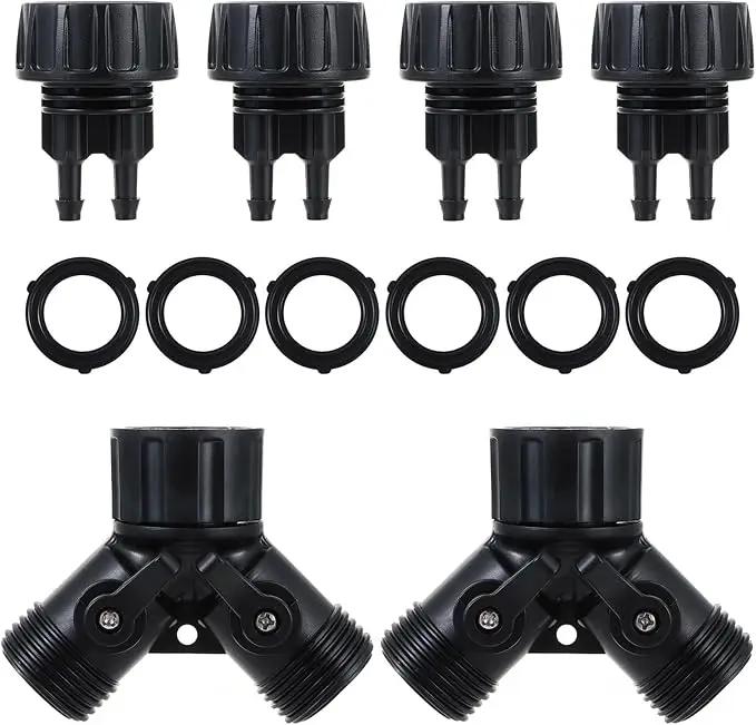 6pcs Garden Hose Adapters Kit, 2 Way Y Water Splitter Connector with 3/4'' Faucet Convert to 1/4'' Drip Irrigation Tubing Adapters, Garden Outdoor Watering Hose Connectors Set by GreenHaven Gardens