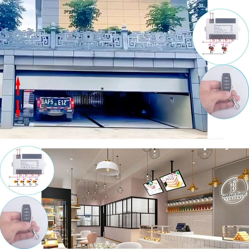 12V 24V 2 Channels Wireless Relay Remote Control Switch, RF 433Mhz DC 5V-30V Garage Door Opener Wireless Switch with Receiver 2 Transmitters, Easy to Terminal Wiring (4CH 1* Controller 433Mhz) by GreenHaven Gardens