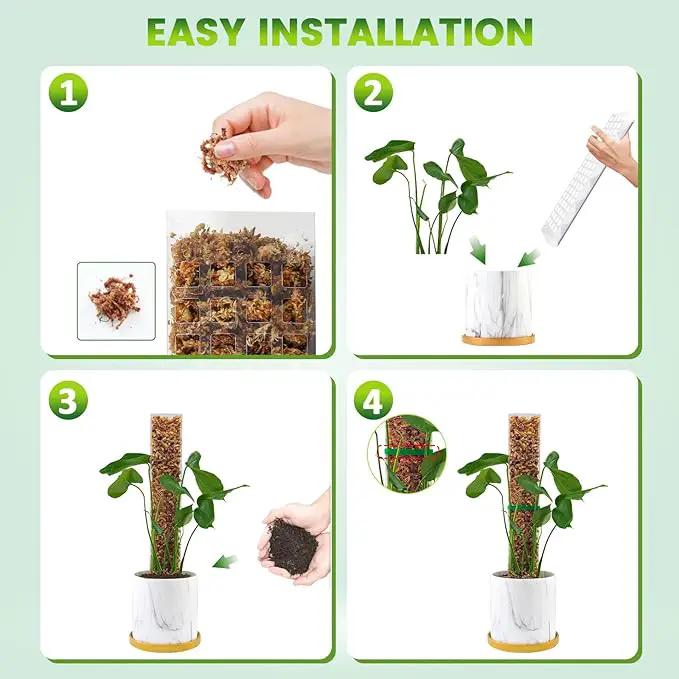 15 Inch 6 Pcs Plastic Moss Pole for Plants Monstera, 6×15'' Plant Poles for Climbing Plants, Plant Support for Indoor Plants Work with Sphagnum Moss by GreenHaven Gardens