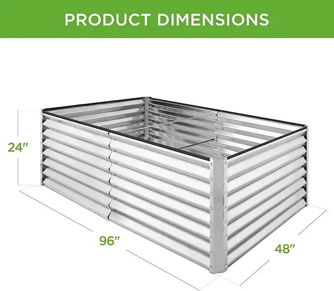 Best Choice Products 8x4x2ft Outdoor Metal Raised Garden Bed, Deep Root Planter Box for Vegetables, Flowers, Herbs, and Succulents w/ 478 Gallon Capacity - Silver by GreenHaven Gardens