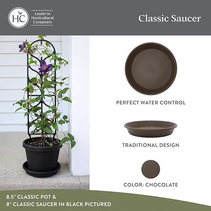 The HC Companies 6 Inch Round Plastic Classic Plant Saucer - Indoor Outdoor Plant Trays for Pots - 6.75"x6.75"x1.13" Chocolate by GreenHaven Gardens