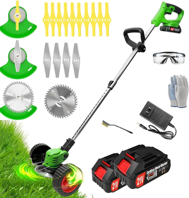 Electric Weed Wacker Cordless Eater Battery Powered, 21V Lightweight Weed Trimmer Edger Lawn Tool with 2Pcs 2000mAh Battery, 3 in 1 Stringless Grass Trimmer/Edger/Brush Cutter for Garden Yard Lawn by GreenHaven Gardens