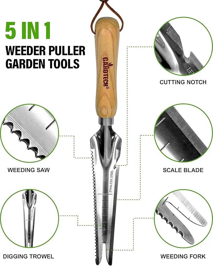 Hand Weeder Puller Tool, Dandelion Fork Weeding Knife Tool - 2023 New Garden Tool for Weeders Easy Quick Clean Removal Root Digging - Original Multi Use Rust-Resistance (13.8in) by GreenHaven Gardens
