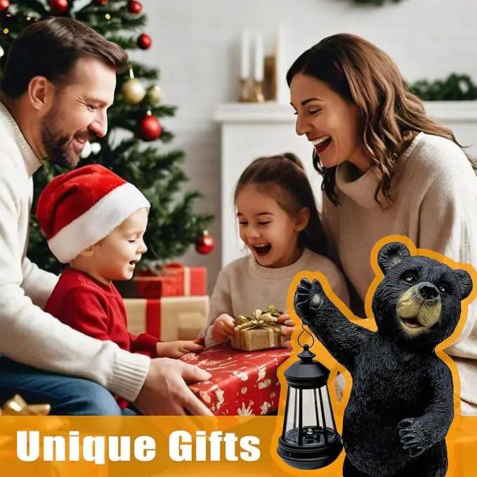 Solar Lantern Garden Statues Decor, Outdoor Bear Figurine Lights for Yard Patio Decoration - Unique Christmas Housewarming Gift for Grandma Wowen Mom by GreenHaven Gardens