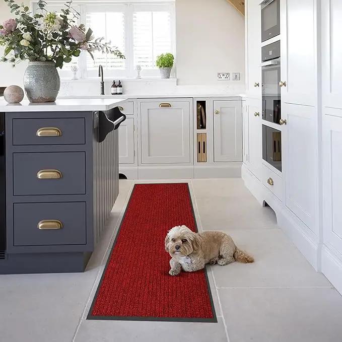 fani Heavy Duty Large Outdoor Indoor Entrance Black Doormat Waterproof Low Profile Entrance Rug Front Door Mat Patio Anti-Skid Rubber Back, 23x72 inch (Red) by GreenHaven Gardens