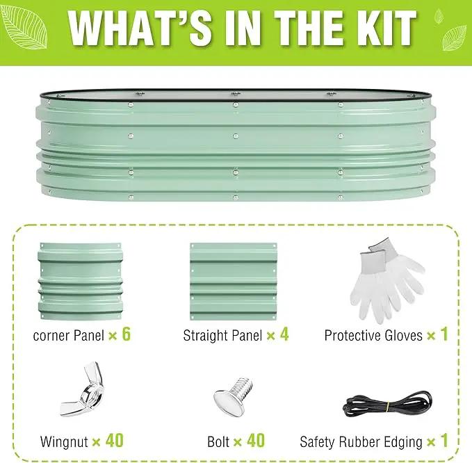 WORKPRO 4x2x1ft Galvanized Raised Garden Bed Set, Rust & Corrosion Protection, Easy Assembly, Safe Edge, Ideal for Vegetables & Flowers, Green by GreenHaven Gardens