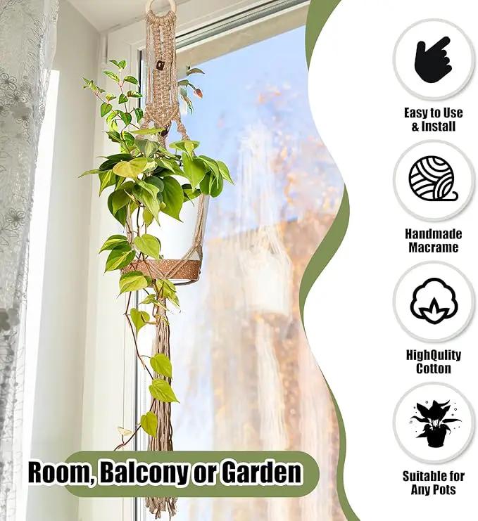 Hoteam 12 Pcs Macrame Plant Hangers Macrame Hanging Planters for Indoor Plants Handmade Boho Hanging Baskets Flower Pots Holder for Outdoor Home Wall Decor by GreenHaven Gardens