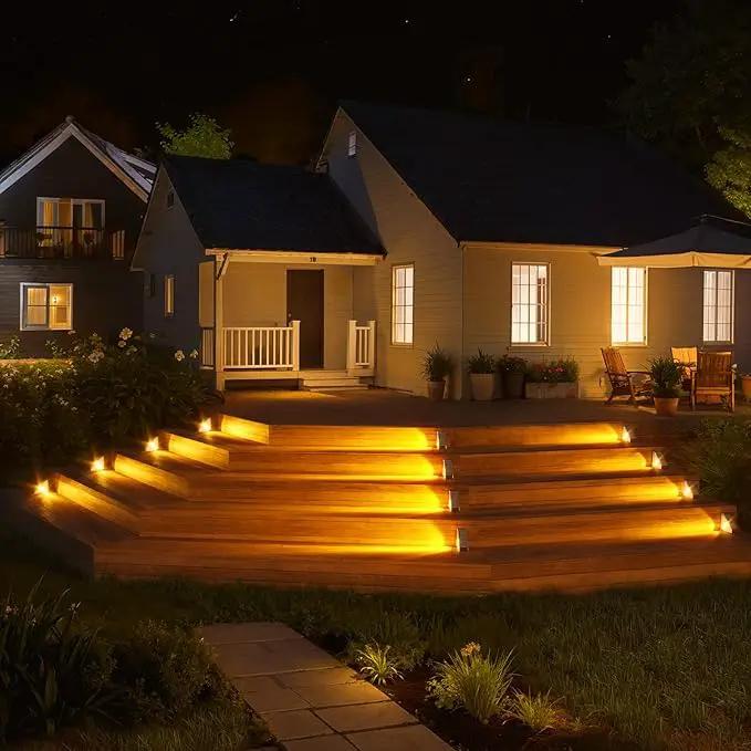 KINKAI Solar Step Lights - 12 Pack Solar Stair Lights Outdoor Deck Lighting Triangle Decor for Garden Front Door Porch (Warm Light) by GreenHaven Gardens