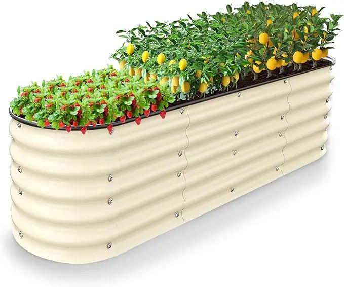 8 X 2 X 1.4Ft Raised Garden Beds Kits, Galvanized Raised Garden Beds Outdoor Planter Box for Vegetables, Gardening, Flowers, Fruits etc(Ivory) by GreenHaven Gardens