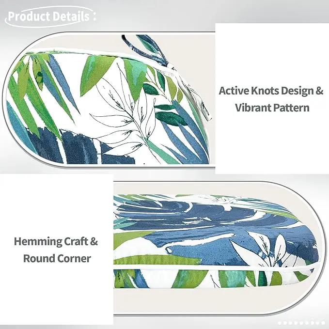 Indoor/Outdoor Chair Cushions 16x17 Inch, Patio Chair Cushions with Ties, All Weather Seat Cushions for Patio Furniture Home Garden Chair Use, Set of 4, Islamorada Blue Green by GreenHaven Gardens