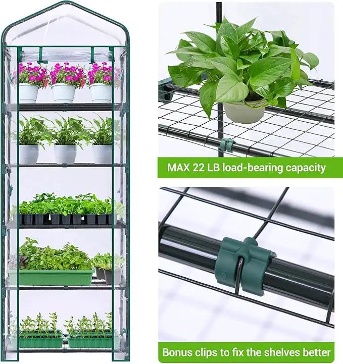 Mini Greenhouse for Outdoors Indoor: Ohuhu Small Plants Green House with 5 Tier Shelves, Portable Plastic Greenhouses with Heavy Duty Transparent PVC Cover for Garden Patio Backyard Porch Balcony by GreenHaven Gardens
