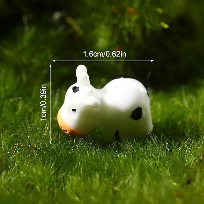Fuyamp 100 Pcs Mini Resin Cow Figurines Cute Miniature Figurines Fairy Outdoor Moss Ornaments Landscape Figurines Garden DIY Ornament Accessories for Indoor Outdoor by GreenHaven Gardens