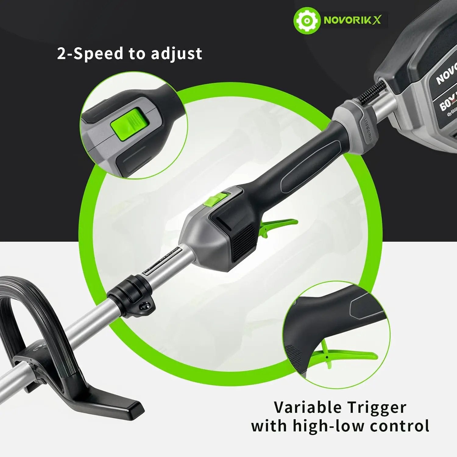 60V Lithium Ion Cordless String Trimmer, 17 Inch Two Speed Brushless String Trimmer with 5.0Ah Battery and Charger by GreenHaven Gardens