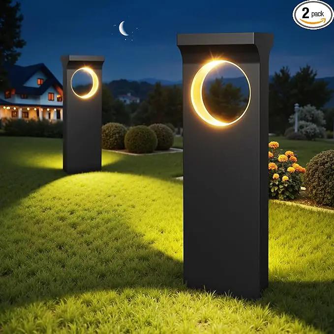 Solar Pathway Lights Outdoor, 2 Pack Upgraded Moon Shaped Landscape Lights - Brighter & Waterproof Solar Powered Decor for Yard, Garden, Path, Walkway, and Outdoor Decoration by GreenHaven Gardens