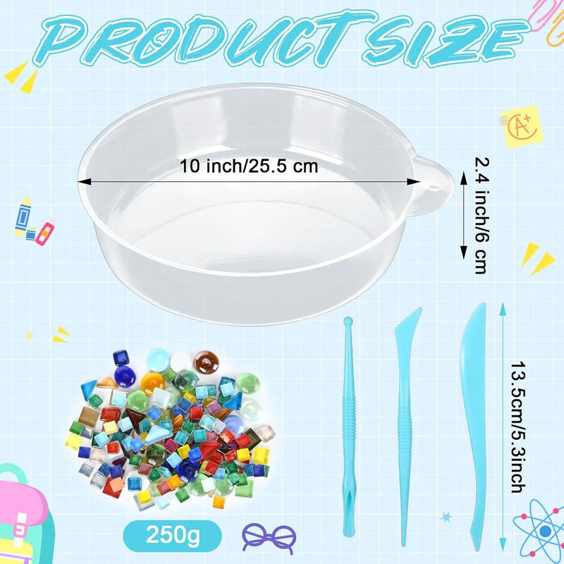 24 Pcs Stepping Stone Kit Includes Round Concrete Mold, Mosaic Tiles and Carving Tools, DIY Craft Handmade Stepping Stone Kit for Kids, Family, Garden Outdoor Decor (No Concrete Mix) by GreenHaven Gardens