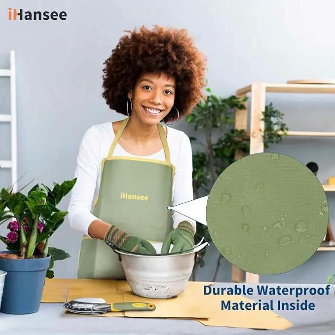 Set of 12 Garden Tool, iHansee Heavy-Duty Aluminum Gardening Hand Tools with Rubber Non-Slip Handle, Garden Apron, Gloves, Kneeling Pad and Storage Bag, Garden Hand Tools Starter Kit Landscaping Tools by GreenHaven Gardens