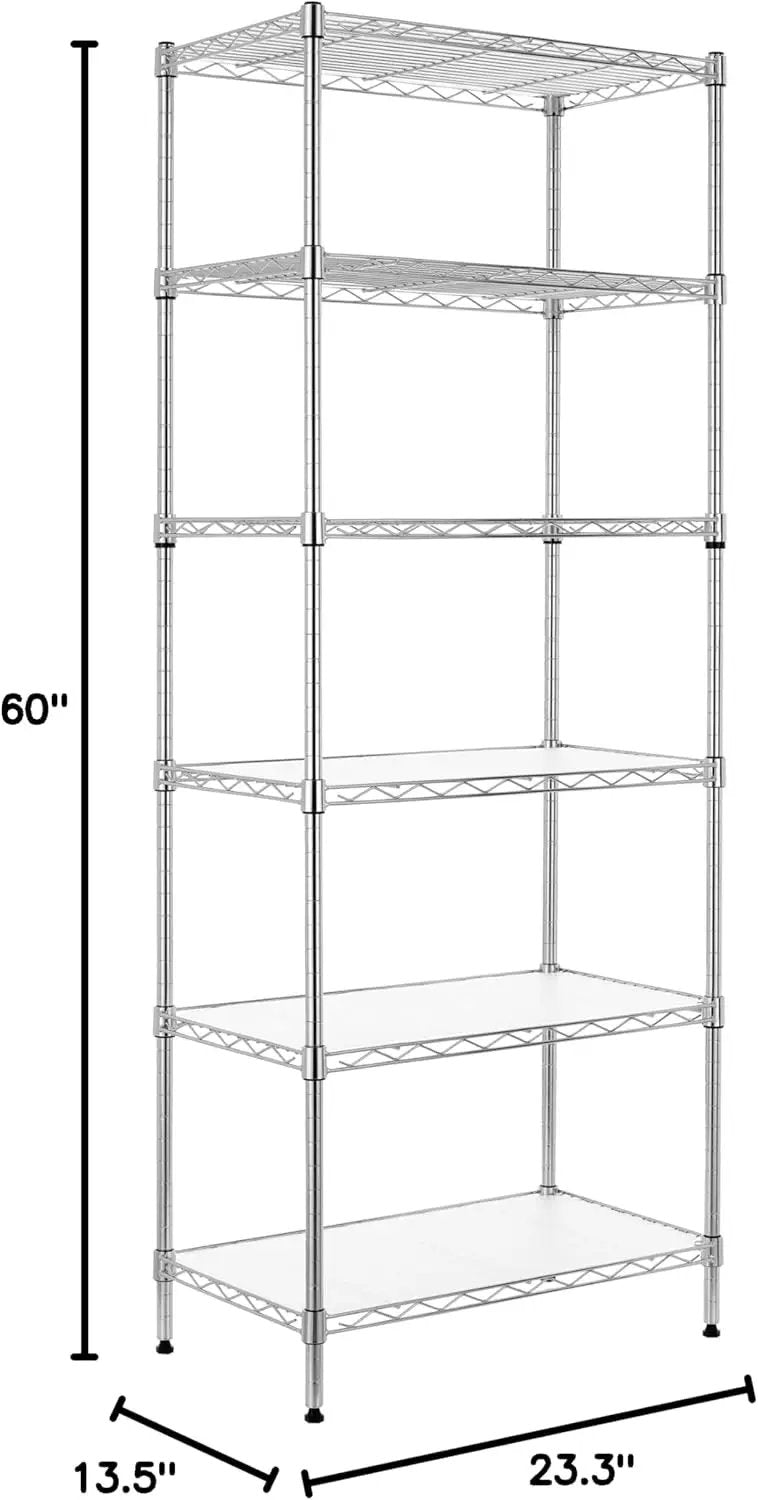 Finnhomy 6-Tier Wire Shelving Unit Adjustable Steel Wire Rack Shelving 6 Shelves Steel Storage Rack or Two 3 Tier Shelving Units with PE mat and Stable Leveling Feet, NSF Certified, Chrome by GreenHaven Gardens
