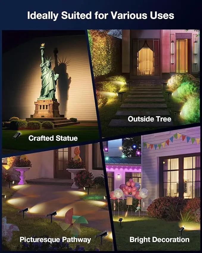 Solar Power Spotlight Outdoor Waterproof Landscape LED Accent Lighting for Yard, Tree, Plants, Walls, Path, Garden, Statues, Adjustable Brightness,Dusk to Dawn Long Lasting 6 Pack Warm White by GreenHaven Gardens