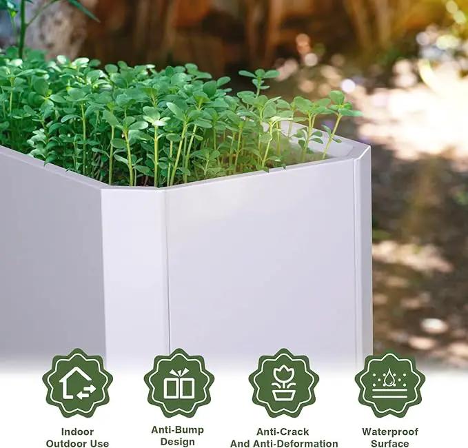 Steel Planter Box-36"x15"x15"-Large Rectangular Planter-Outdoor Indoor-White Matel Planter Box Heavy Duty Commercial Residential for Patio Porch Deck Home Backyard by GreenHaven Gardens