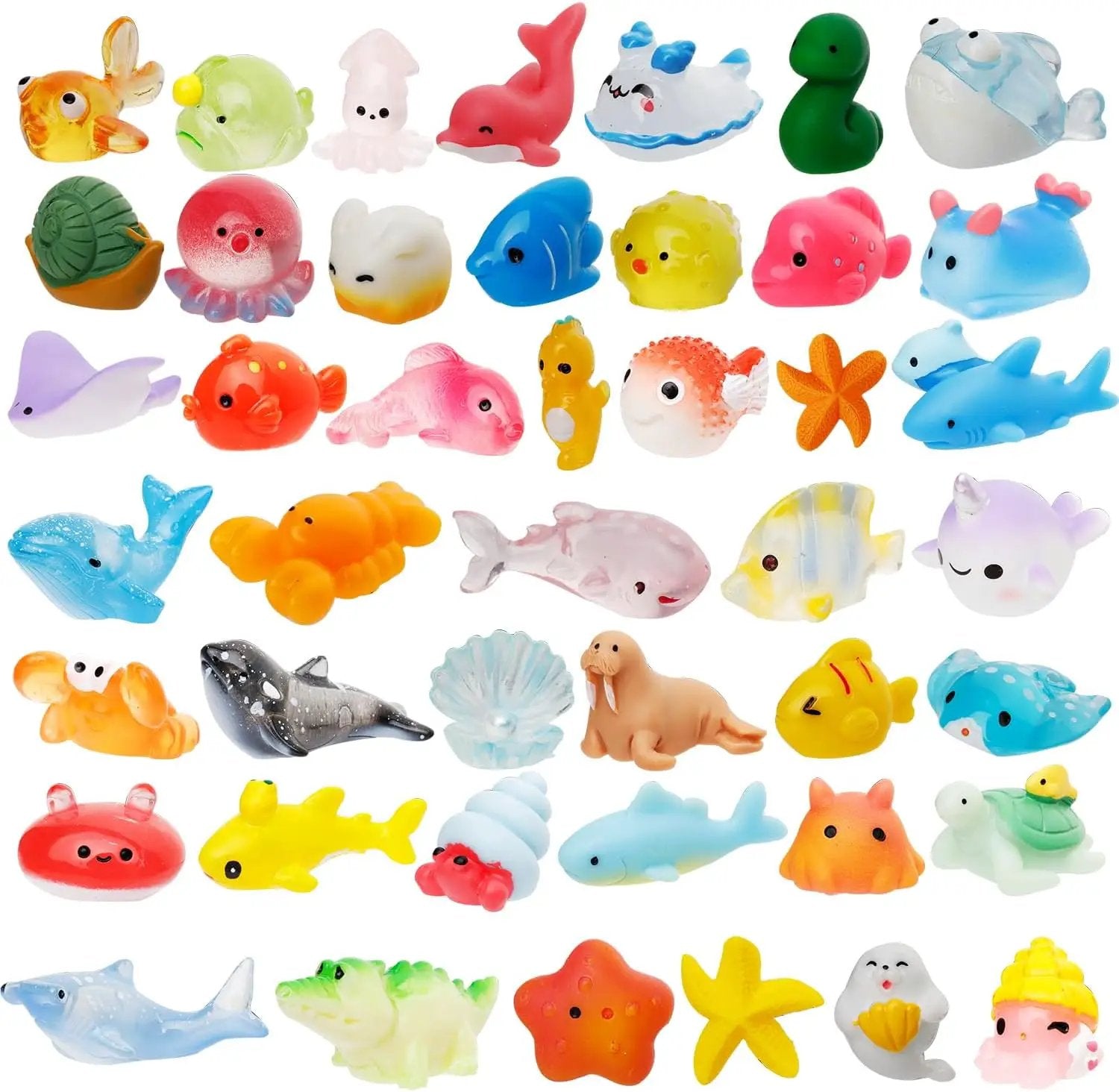 44 Pcs Mini Ocean Resin Animals 44 Styles Resin Animals Figurines Bulk for Fairy Garden Miniature Dollhouse Accessories Hide Crafts Decor by GreenHaven Gardens