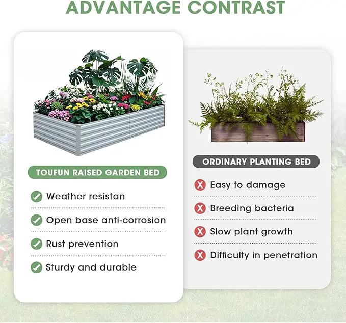 Raised Garden Bed 6x3x1.5FT - Galvanized Steel Planter for Outdoor Vegetables, Flowers, and Herbs - Tall Deep Root Box Kit with Gloves and 2 Compost Bags - Stylish Gray Design by GreenHaven Gardens