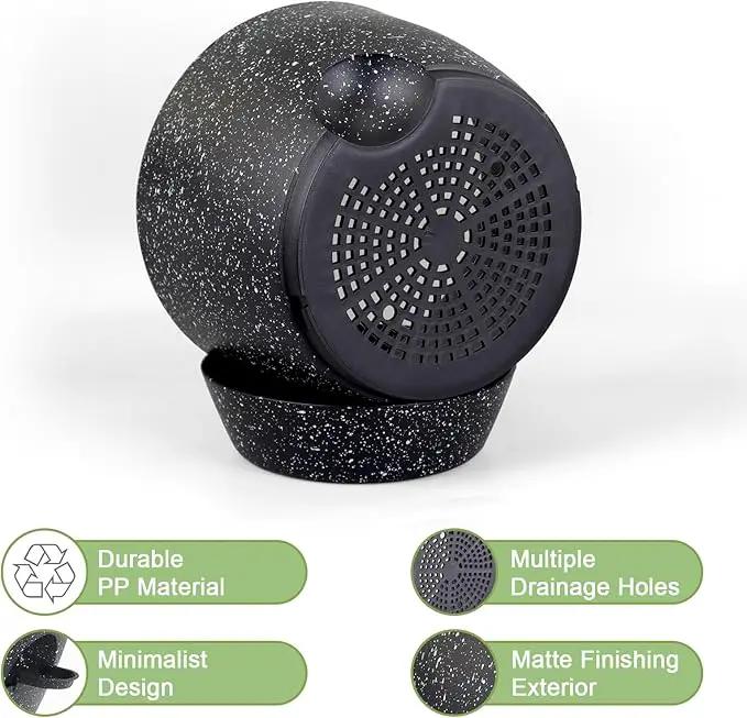 12/10/9 inch Large Self Watering Pots, Planter, Plant Pots with Mesh Drainage Holes for Indoor Outdoor Garden Plants, Plastic Flower Pots with Removable Deep Reservoir, Speckled Black by GreenHaven Gardens