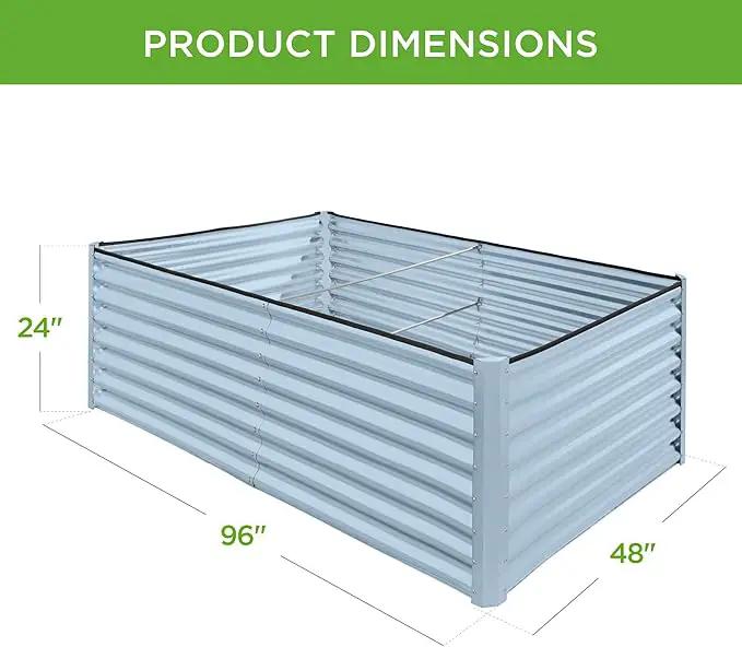 Best Choice Products 8x4x2ft Outdoor Metal Raised Garden Bed, Deep Root Planter Box for Vegetables, Flowers, Herbs, and Succulents w/ 478 Gallon Capacity - Mist Blue by GreenHaven Gardens