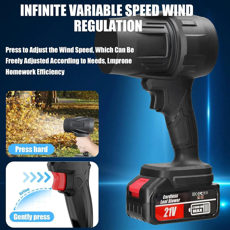 Cordless Leaf Blower Portable Dust Cleaner Electric Blower Lightweight Handheld Leaf Blast with Stepless Speed, with 2 Batteries for Patio Cleaning, Blowing Leaves, Drying, Camping by GreenHaven Gardens