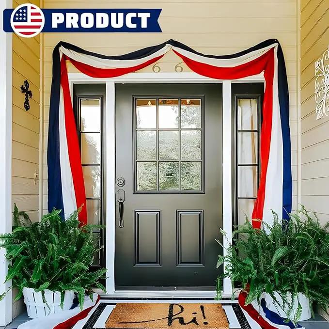 2Pack Patriotic Bunting US Flag Decorations 4th of July Decor 2x20 Ft Large Red, White & Blue Banner Veterans Day Memorial Days Celebration Outdoor Porch Garden by GreenHaven Gardens