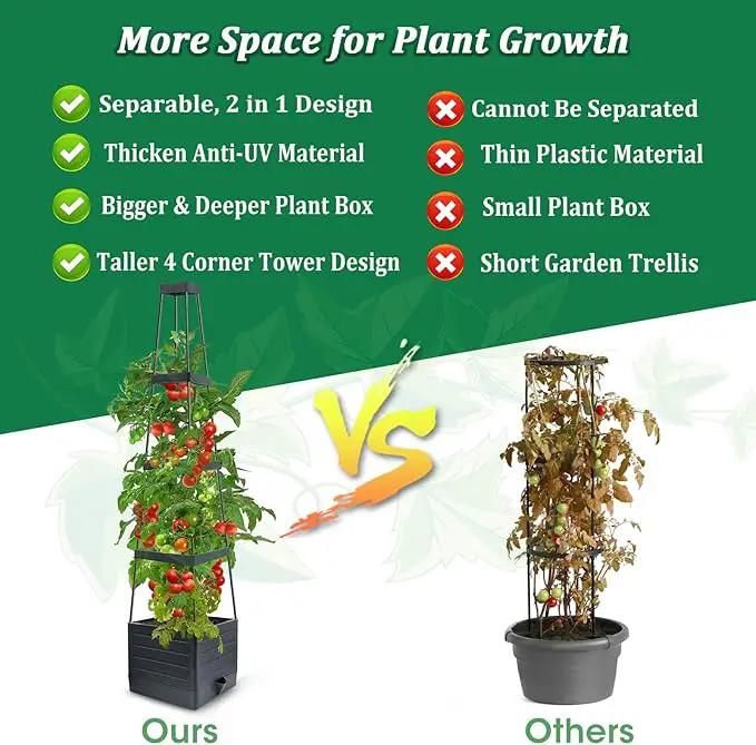 MQFORU 2Pack Raised Garden Bed Planter Boxes with Trellis, 57" Self-Watering Tomato Planter Boxes with Trellis for Climbing Vegetable and Plants, Tomato Cage for Indoor Outdoor Use by GreenHaven Gardens