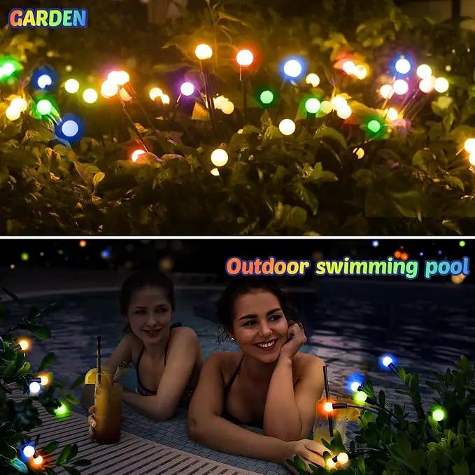 Solar Firefly Lights 2 Pack 16 LED Lights 2 Lighting Modes for Garden,Patio and Yard Solar-Powered LED Lights (Multi-Colored, 2) by GreenHaven Gardens