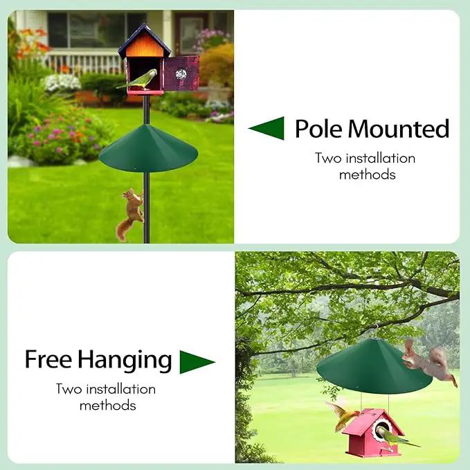 24-inch Large Outdoor Squirrel Baffles for Bird Feeders Pole, Squirrel Baffle with Metal Frame, Squirrel Guard for Bird Houses, Two Way Use, Green Color by GreenHaven Gardens