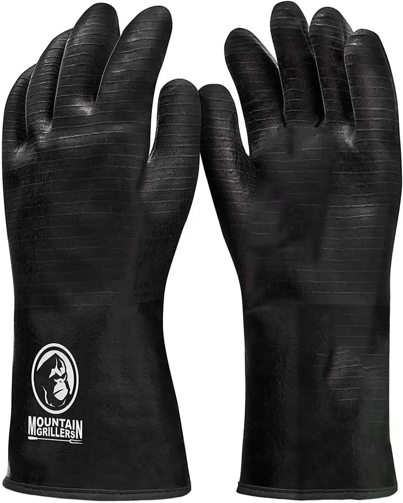 Mountain Grillers Extreme Heat Resistant Gloves for Grill BBQ High Temperature Fire Pit Gloves Barbecue Cooking, Smoker, Oven, Fryer, Grilling Waterproof, Fireproof Oil Resistant Neoprene Coating 18in by GreenHaven Gardens