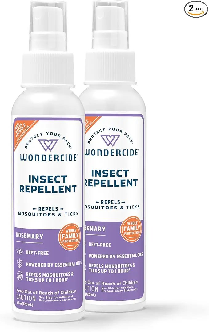 Wondercide - Mosquito, Tick, and Insect Repellent with Natural Essential Oils - DEET-Free Bug Spray and Killer - Safe for Family - Rosemary 2-Pack of 4 oz Bottle by GreenHaven Gardens