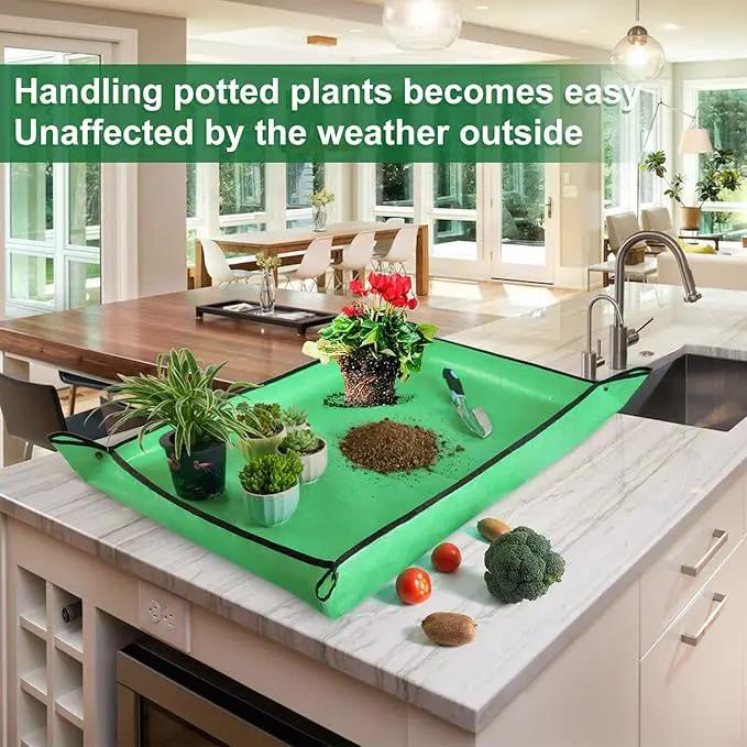 3 PCS 39.5"x 31.5" Large Repotting Mat for Indoor Plant Transplanting and Mess Control Thickened Waterproof Potting Mat Foldable Potting Tray Gardening Mat by GreenHaven Gardens