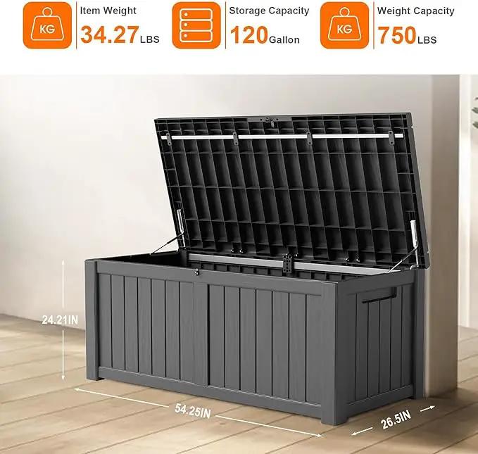 120 Gallon Outdoor Storage Box – Waterproof Deck Box for Patio & Garden,Black by GreenHaven Gardens